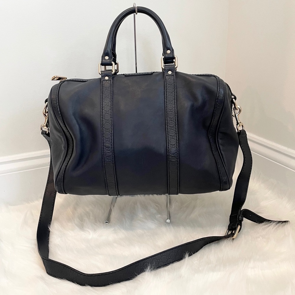 Authentic Gucci Guccissima Boston Bag 2Way Navy